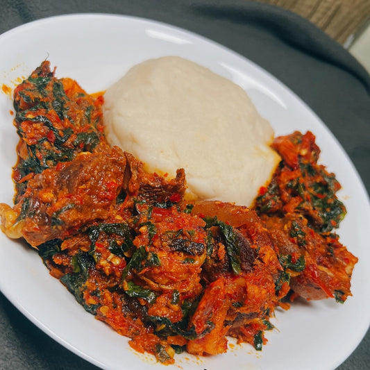 Pounded Yam and Eforiro