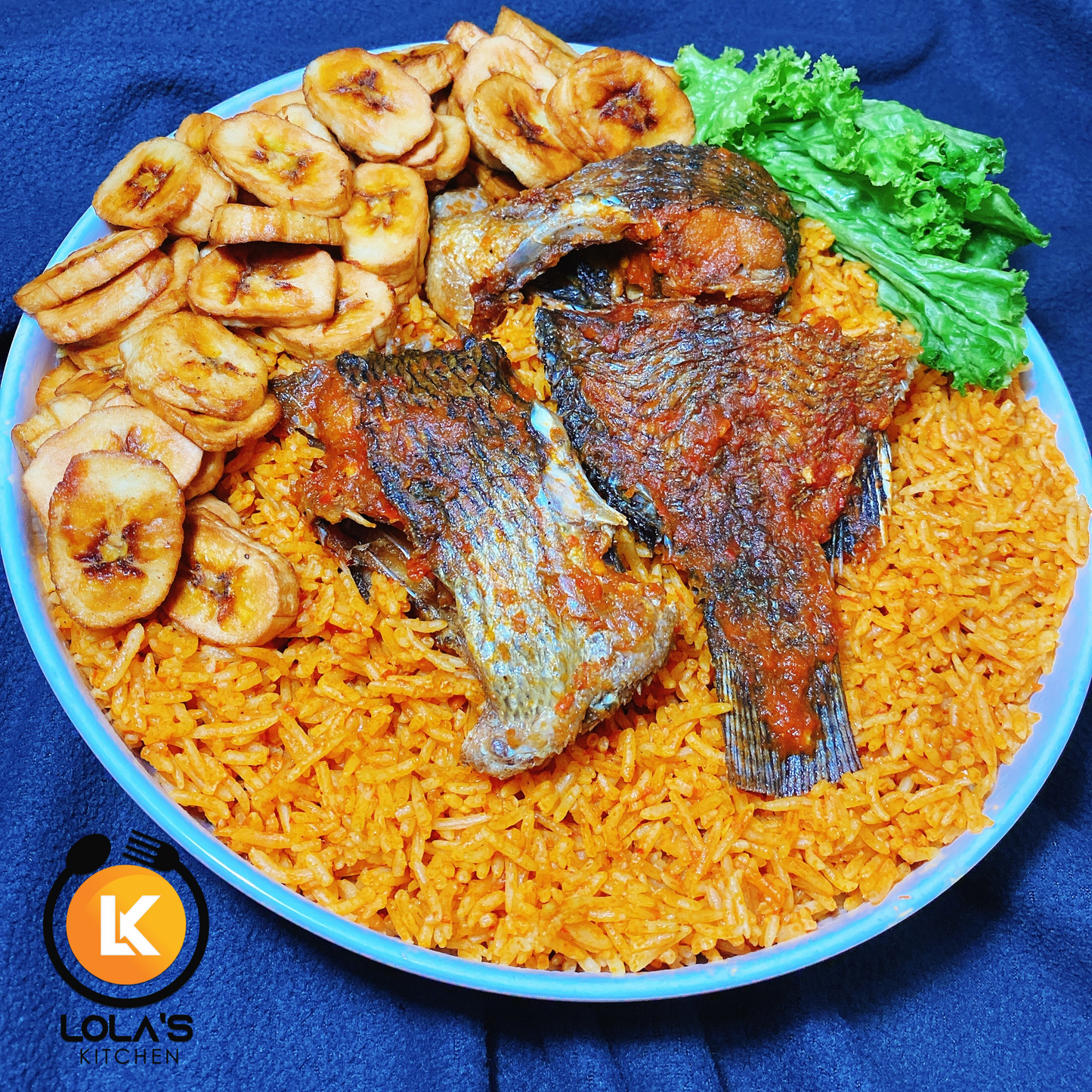 Rice, plantain and fish